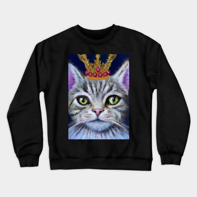 Cat with Crown Crewneck Sweatshirt by maxcode